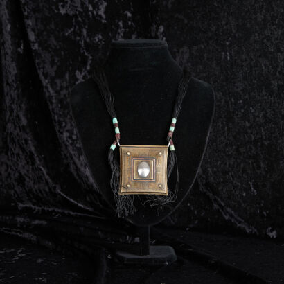 A Brass and Leather Tuareg Tcherot Necklace