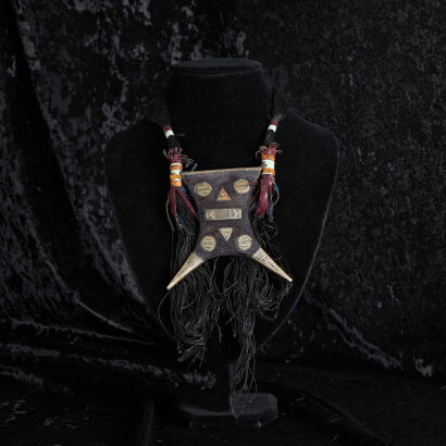 A Brass and Leather Tuareg Tcherot Necklace