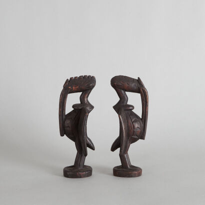 A Pair of Carved Hornbills from Ivory Coast