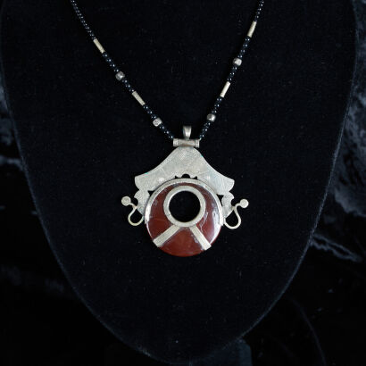 A Tuareg Agate and Silver Necklace