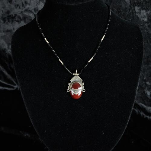 A Tuareg Carnelian and Silver Necklace