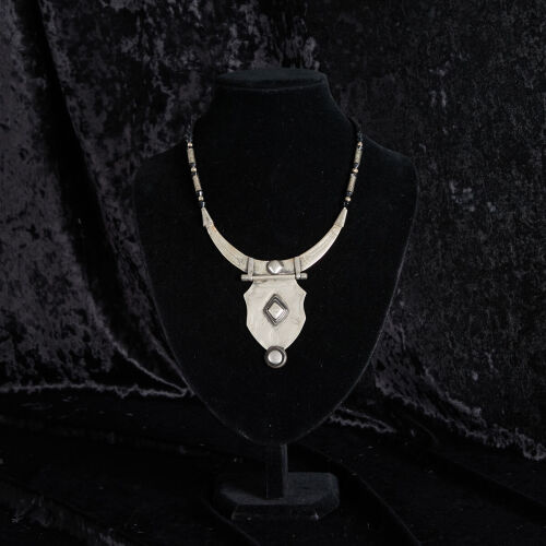 A Tuareg Onyx and Silver Necklace