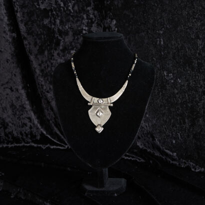 A Tuareg Onyx and Silver Necklace