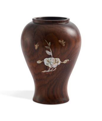 A Chinese Small Huanghuali Wood Vase