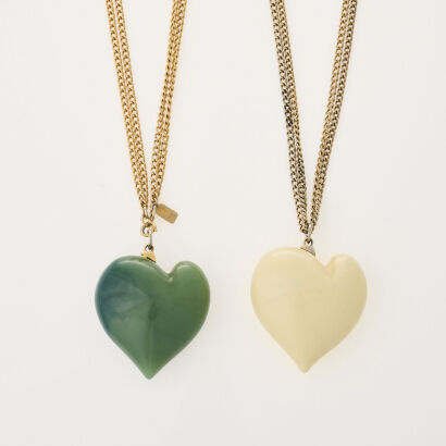 Set of Two Kenneth Jay Lane Heart Necklaces