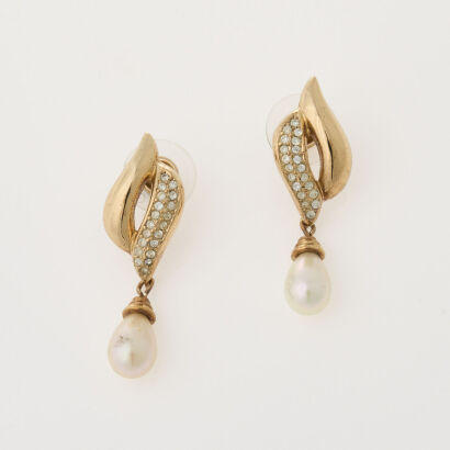 Christian Dior Faux Pearl Earrings