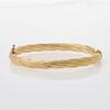 9ct Yellow Gold, Hinged Hollow Twisted Oval Bangle