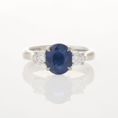 18ct White Gold, 2.00ct Sapphire and Diamond Ring