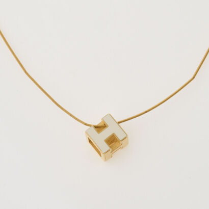 Hermès White Enamel Pop H Necklace