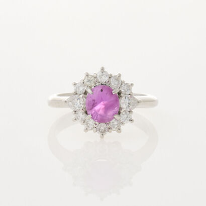 Platinum, Star Ruby and Diamond Ring