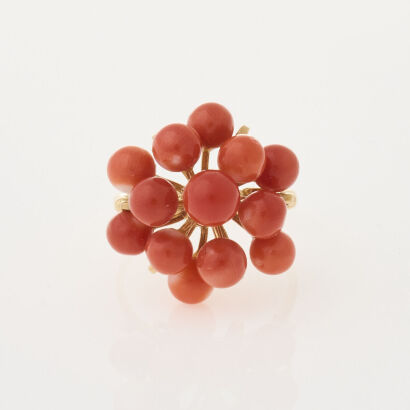 18ct Yellow Gold Coral Cluster Ring