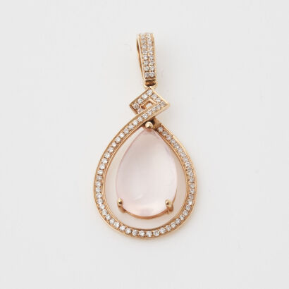 18ct Gold Rose Quartz Pendant