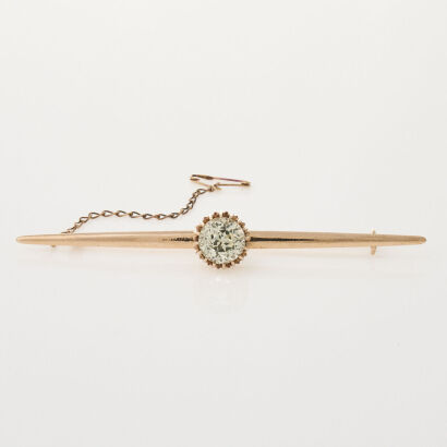 14ct Rose Gold Light Yellow 5.50ct Sapphire bar brooch