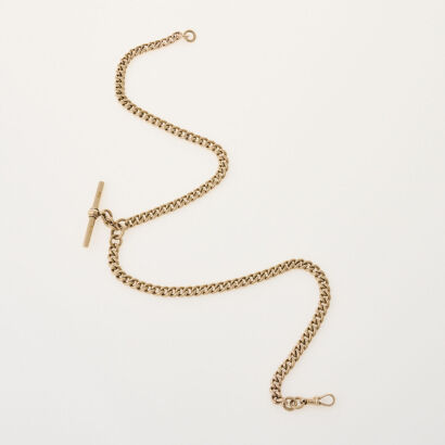 9ct Yellow Gold Fob Chain with 'T' bar and Albert clasps