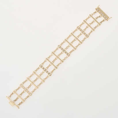 9ct Yellow Gold Modern Diamond Bracelet of .95cts Total