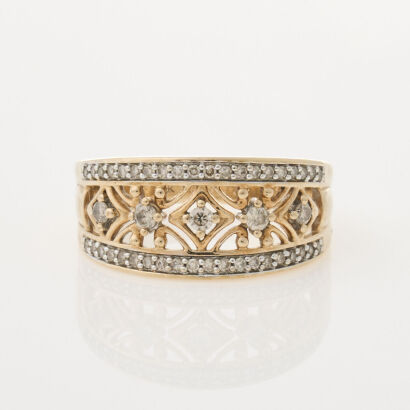 10ct Yellow Gold. Diamond Dress Ring