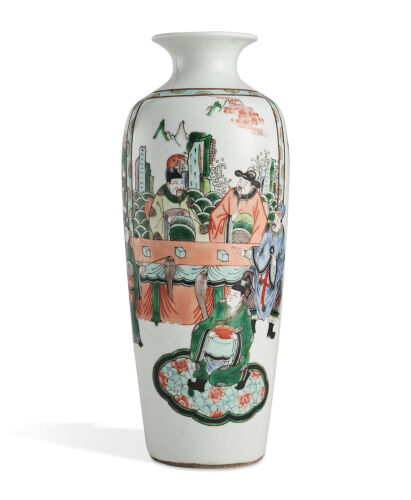 A Chinese Famille Verte Vase, Late-Qing Dynasty