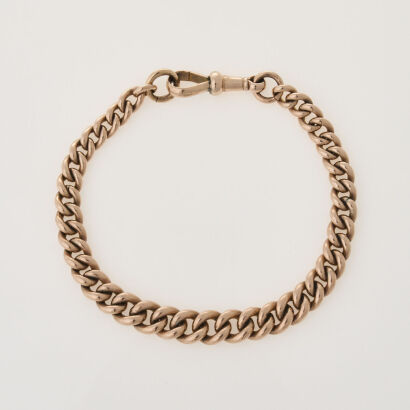 9ct Rose Gold, 21cm Vintage Curb link Bracelet