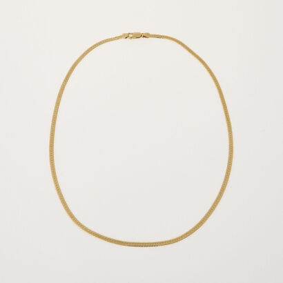 18ct Yellow Gold, 43cm Flat Curb Link Necklace