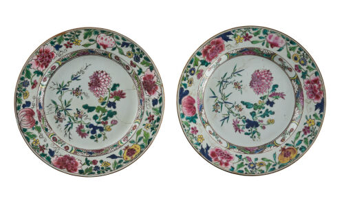 Two Chinese 18th Century Export Famille Rose Plates