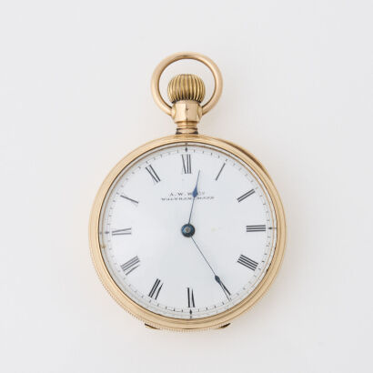 A 9ct Gold 40mm Pocket Watch by Waltham Watch Co