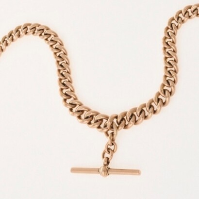 9ct Yellow Gold, 30cm Fob Chain with 'T' bar and Albert clasps