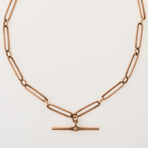 9ct Rose Gold, 41cm Vintage Fob Chain and T bar