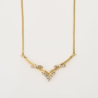 14ct Yellow Gold. .75ct Diamond Necklace