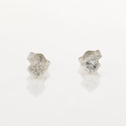 14ct White Gold, Diamond Stud Earrings. of.40 cts Total Diamond Weight