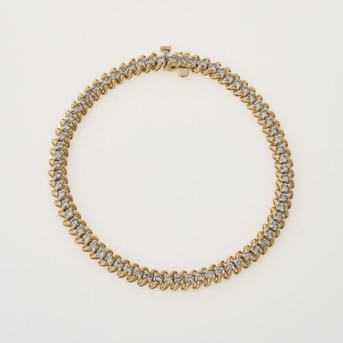 14ct Yellow Gold Diamond Tennis Bracelet. TDW 2.10ct.
