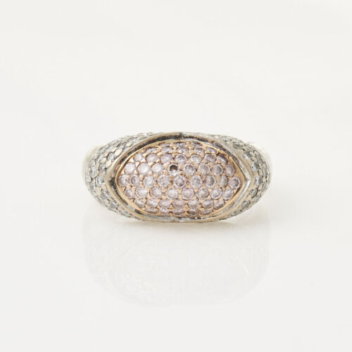 18ct White Gold, Pave set Diamond ring with Pink & White Diamonds of 1.75cts Total