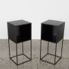 A Pair Of Black Metal Bedside Tables - 2