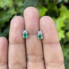 18ct Yellow Gold, Emerald and Diamond Stud Earrings - 2