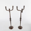 A Pair Of Large Bronze Crafted Candle Sticks - 2