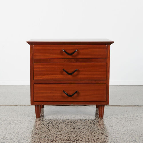 A Single Three Drawer Mahogany Bedside Table