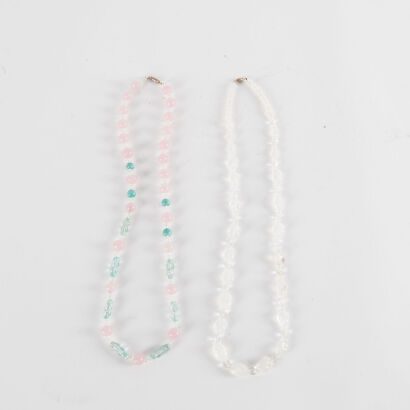 A Set Of Two Vintage Glass Bead Necklaces 75Cm