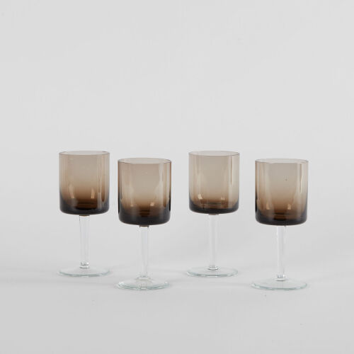 A Set Of Four Vintage Smoked Wine Glasses