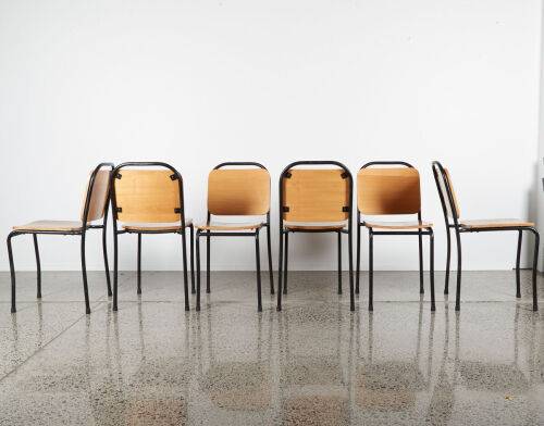 A Suit Of Six Cintesi Stacker Plywood Chairs