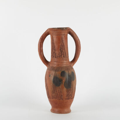 A Low-Fired Clay Amphora Pot