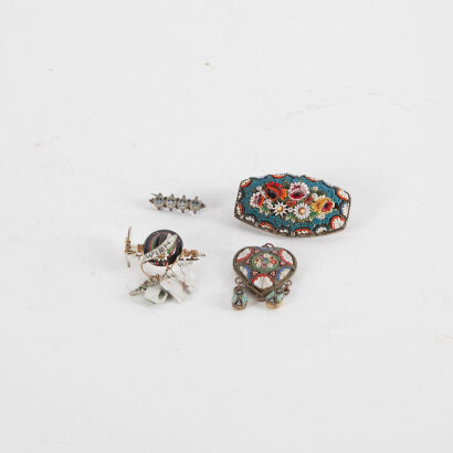 A Collection Of Vintage Folk Style Brooches And Micro Mosaic Brooches