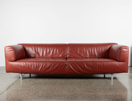 Cassina Met Sofa By Piero Lissoni In Cognac Leather