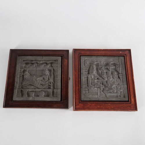 A Pair Of Stone Carved Borobudur Temple Wall Hangings