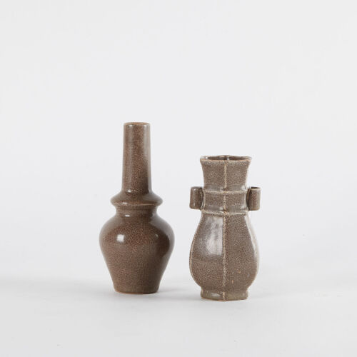 A Set Of Chinese Celadon Crackle Glaze Vases