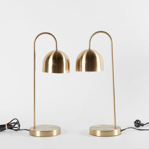 A Pair of Mid Century Style Gold Bedside Lamps