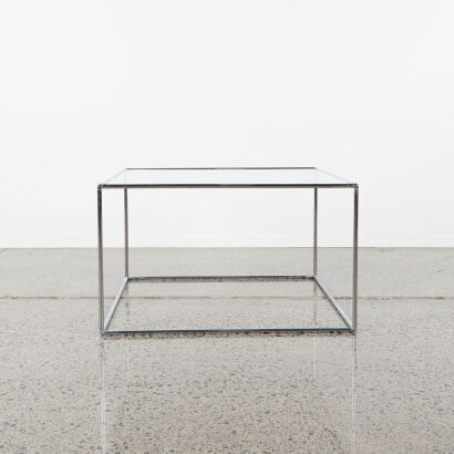 A Tubular Chrome and Glass Coffee Table