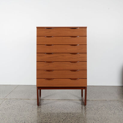 A Refined Europa Mid-Century Danish Teak Tallboy