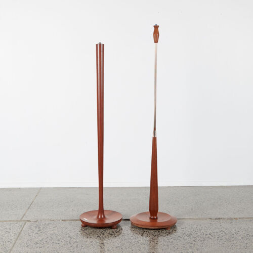 A Pair Of Wooden Mid-Century Lamp Stands