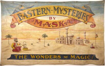 A Painted Canvas Magicians Booth Fairground Sign