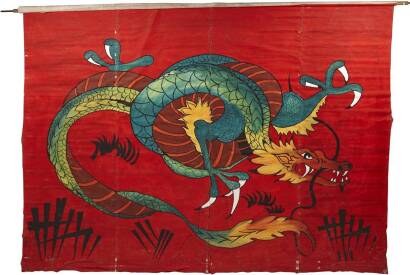 A Painted Rolled Canvas Magician Dragon Show Poster