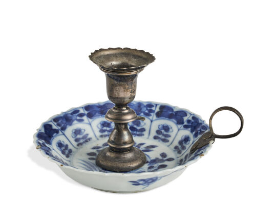 A Chinese 18th Century Blue and White Lamp Saucer
